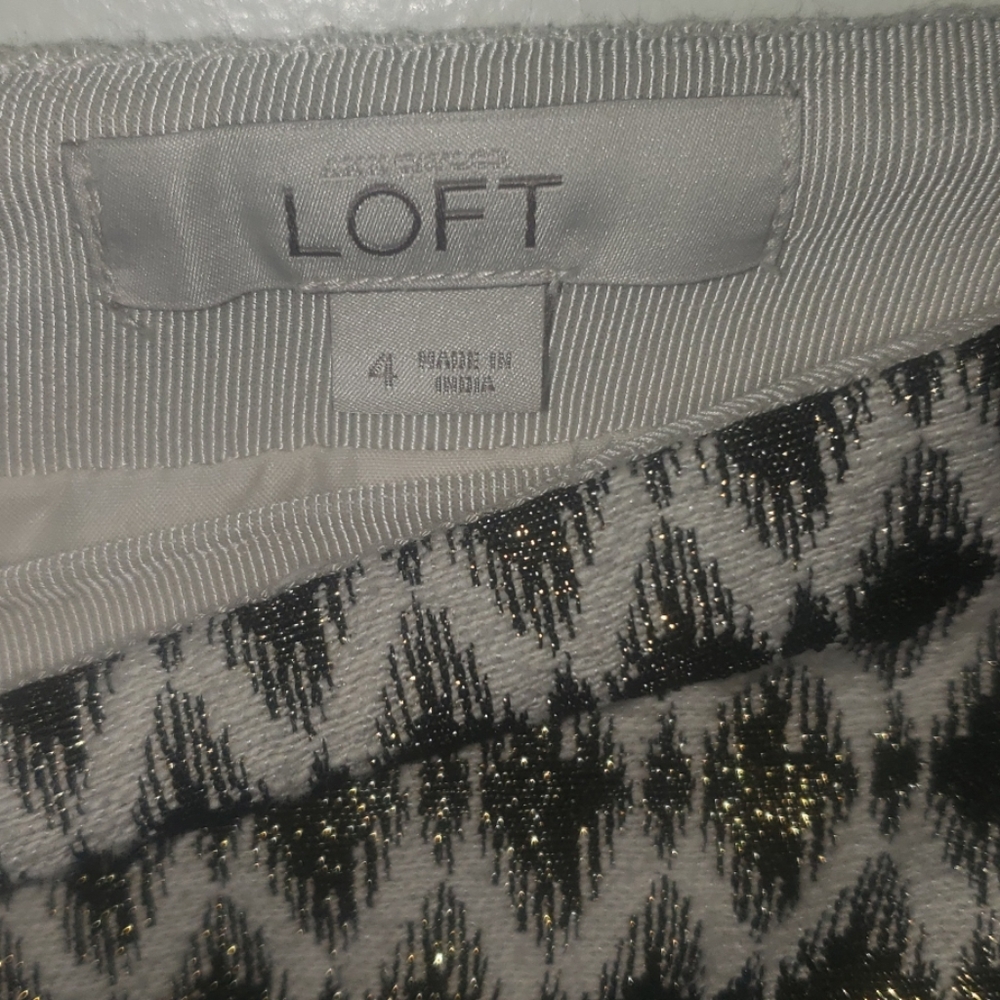 LOFT Diamond Jacquard Skirt Beige Blac - Picture 4 of 4